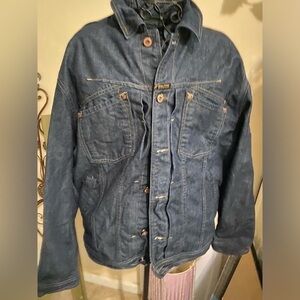 Marithe Francois Girbaud Denim Long Sleeve Jacket Men's Large Blue